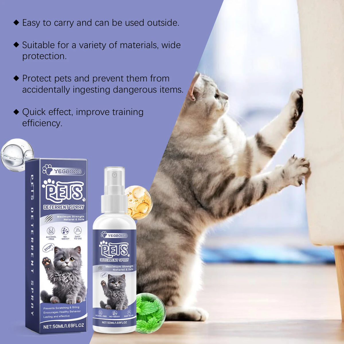 Spray Repelente para Gatos – Protege Móveis de Arranhaões e Mordidas
