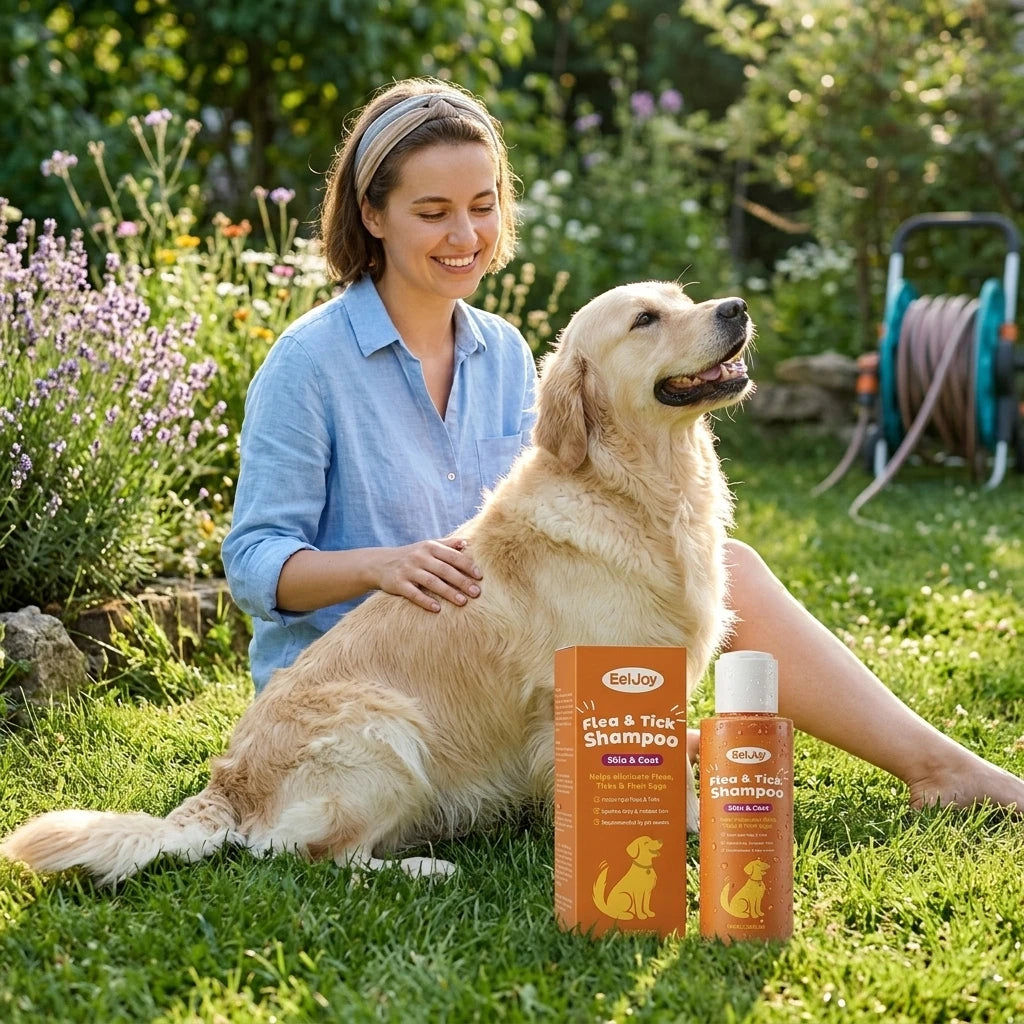 Shampoo Anti Pulgas e Carrapatos para Cães e Gatos — Extratos Naturais e Limpeza Profunda