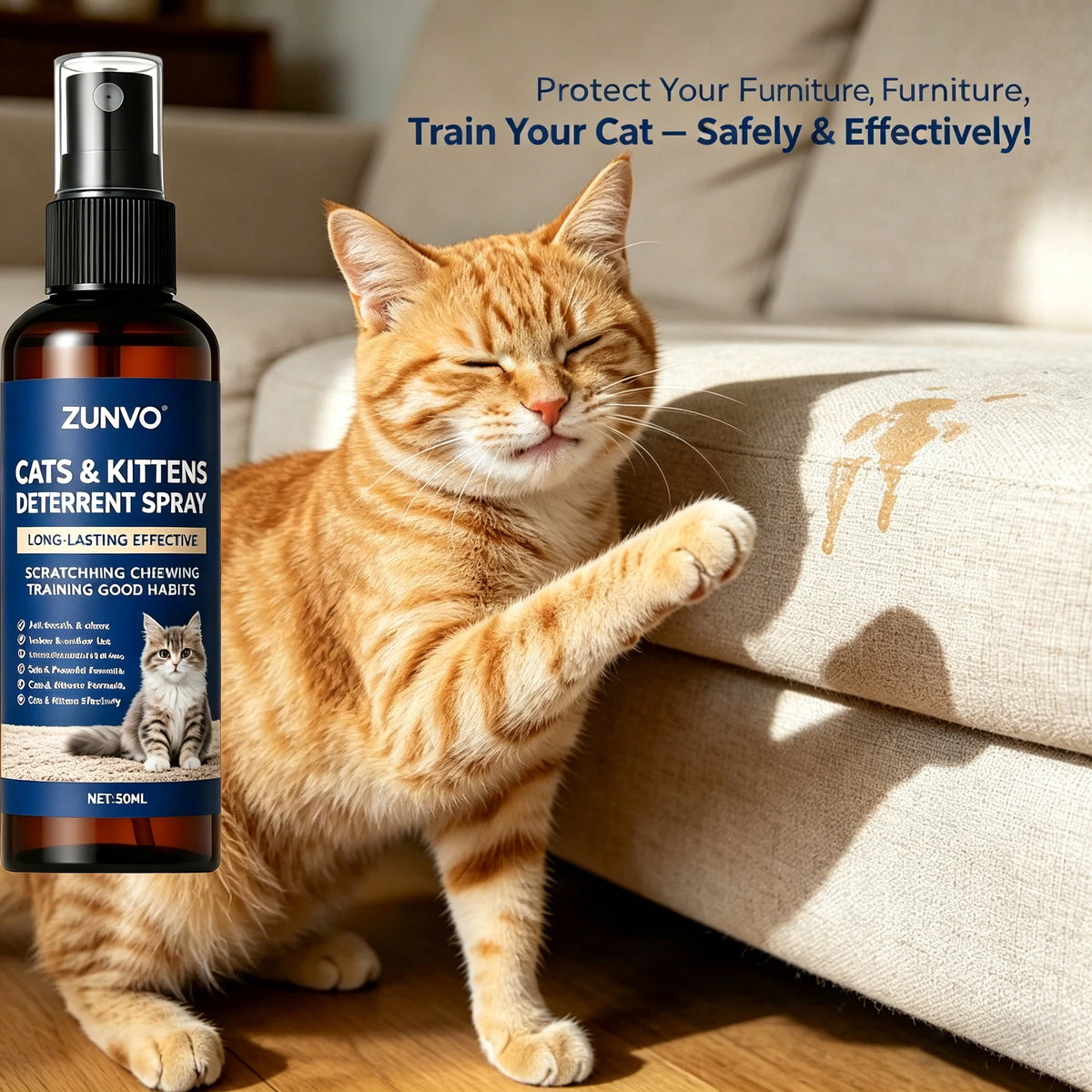 Spray Repelente para Gatos – Anti-Arranhões e Anti-Mastigão Seguro para Filhotes